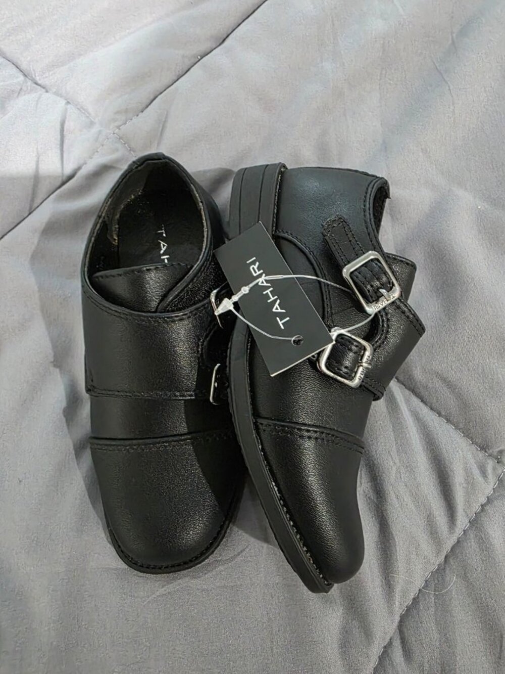 NEW Tahari Tomi Double Monk Strap Dress Shoes Black Toddler Boys Size 7